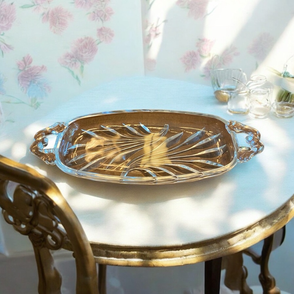 1930s 3 piece cream sugar and tray set by Indiana Glass "Willow / Oleander” - Picture 7 of 9